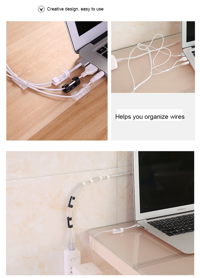 Self-Adhesive Cable Clips Organizer Drop Wire Holder Cord Management Transparent - Image 6