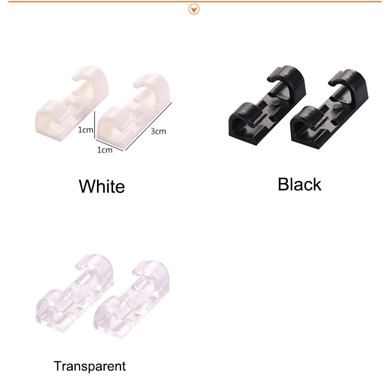 Self-Adhesive Cable Clips Organizer Drop Wire Holder Cord Management Transparent - Image 2