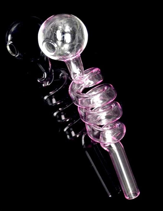 Curve Spiral Pyrex Glass-Straw-with-Colored-Dot Glass Pipe Chezain.com