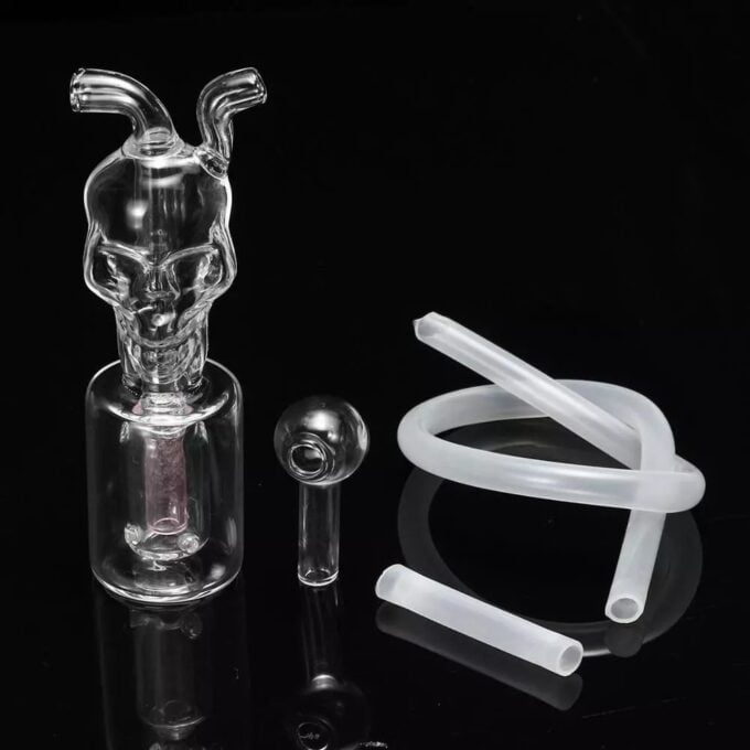 Glass-Skull-Shape-Water-Pipe-Set-with-Tubes Pyrex Bong Glass Pipe