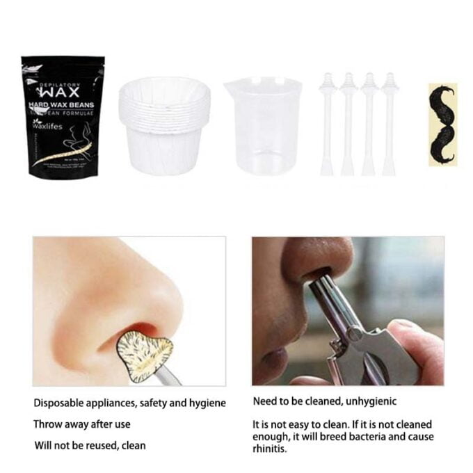 100g Nose Wax Kit Painless Nose Measuring Cup Moustache Stencils Hair Removal Set Portable Hair Wax 3