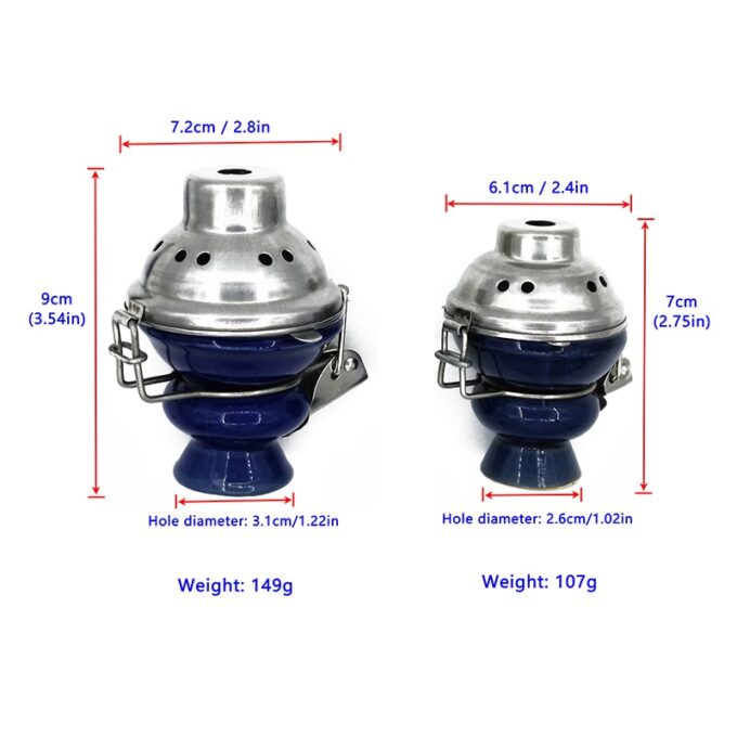 Combined Clay Shisha Hookah Bowl Top Cup Glazed Ceramic Dia 6cm With Metal Windcover Charcoal Screen 3
