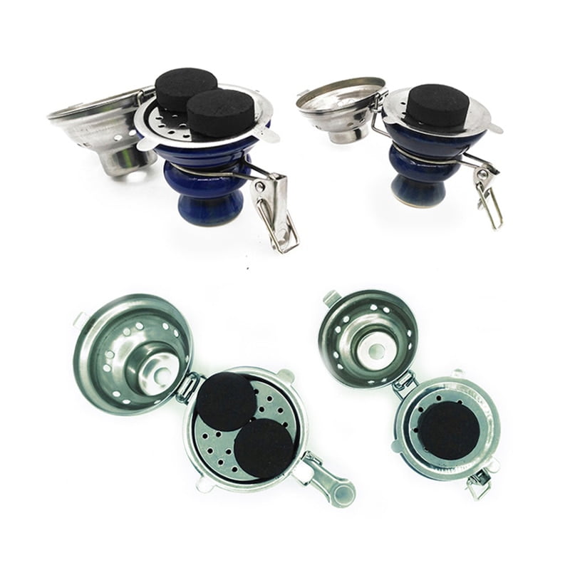 Shisha Hookah Bowl Top Cup Glazed Ceramic Dia. 6cm with Metal Windcover Charcoal Screen Stainless Steel Lid Cover with 20 Pieces Ready Foil - Image 6