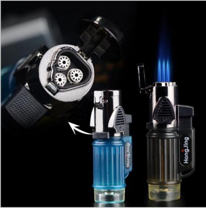 Gas Blue Flame Torch Turbo Lighter Spray Gun Electronic Lighter Gas 1300c Cigarette Butane Cigar Lighter 4