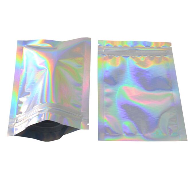 20pcs Iridescent Zip Lock Bags Pouches Cosmetic Plastic Laser Iridescent Bags Holographic Makeup Bags Hologram Zipper 4