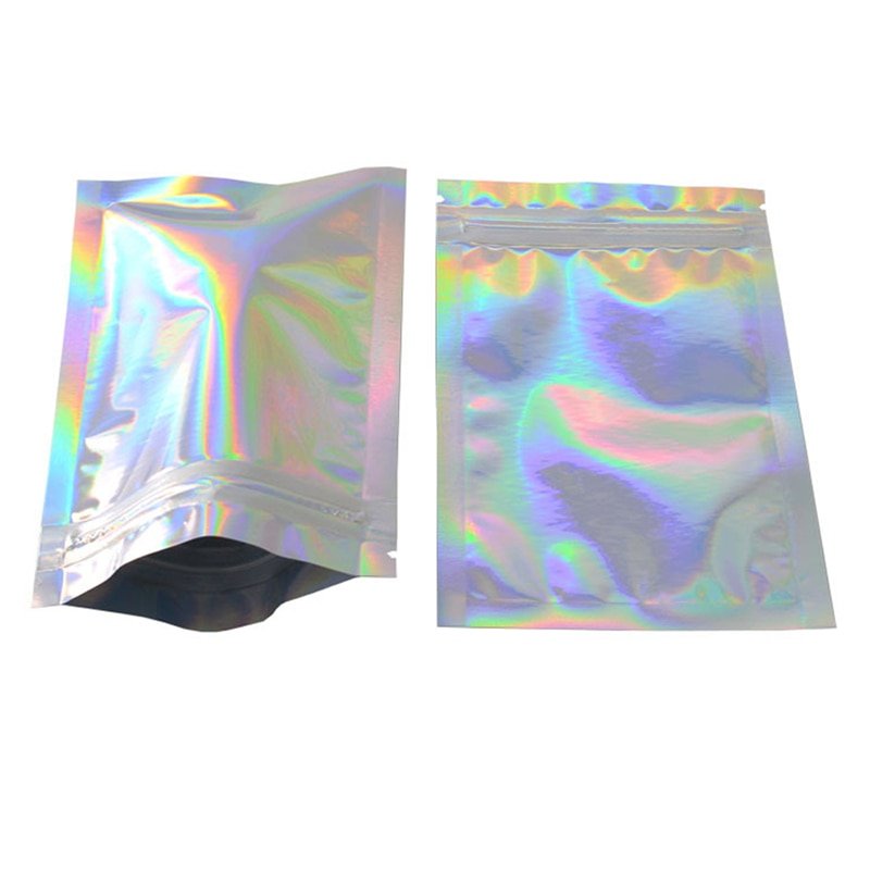 50Pcs Iridescent Zip lock Bags Pouches Cosmetic Plastic Laser Iridescent Bags Holographic Makeup Bags Hologram Zipper Bags new - Image 5